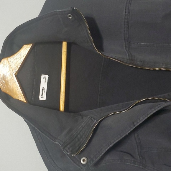 Sonoma jacket women's size xl black snap old school look hidden zipper elastic - Picture 6 of 10